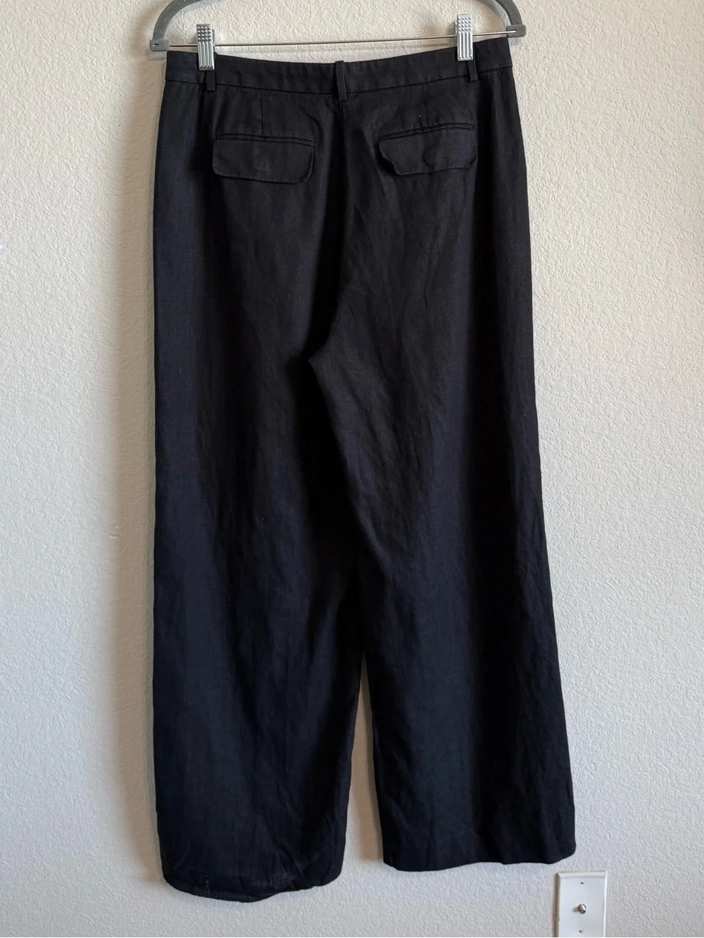 J Crew Black Essential Wide Leg Linen Pants BW528 Lightweight Classic Trousers 8